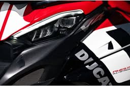 Close-up image of the Multistrada V4 Pike Peak's headlight.