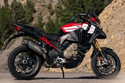 2027 Multistrada V4 Pikes Peak right profile with the default black front/rear wheels.