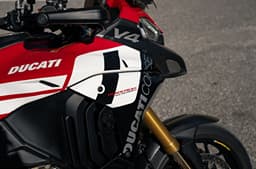 Close-up image of the Multistrada V4 Pikes Peak's right fairing.