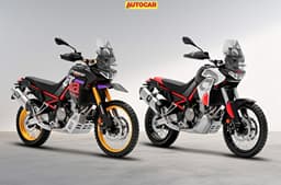 An indoor render showcasing the Aprilia Tuareg 660 and Tuareg Rally