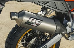 An outdoor closeup shot of the SC-project titanium exhaust system