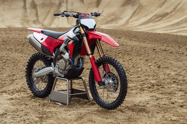 Ducati Desmo450 MX factory front right quarter