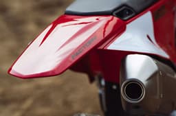 Factory lettering on the Desmo450 MX Factory's tailplate