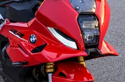 Close up of the front fairing with a focus on the single-unit LED headlight.