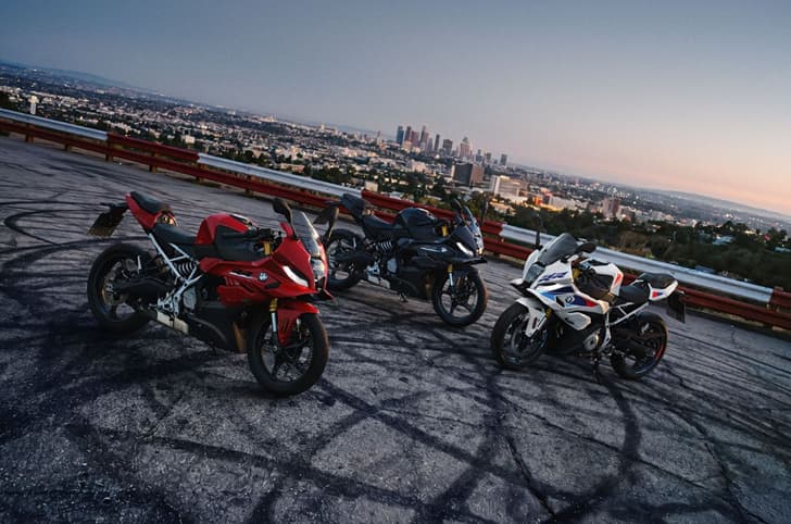 Left to right, F 450 RR in Racing Red, Cosmic Black and Snaefell white / M Motorsport colours.