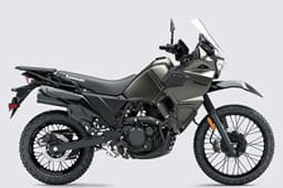 An indoor render showing the right side of the KLR650 DF