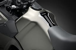 A close up indoor render of the fuel tank of the KLR650 DF