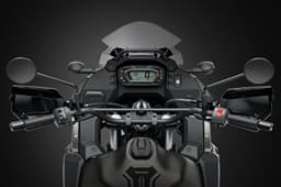 A close up indoor render of the instrument cluster of the KLR650 DF 