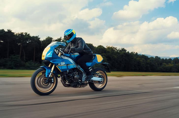 XSR900 GP's front left quarter action shot