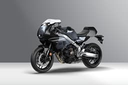 XSR900 GP's front left quarter inside shot in Power Grey.