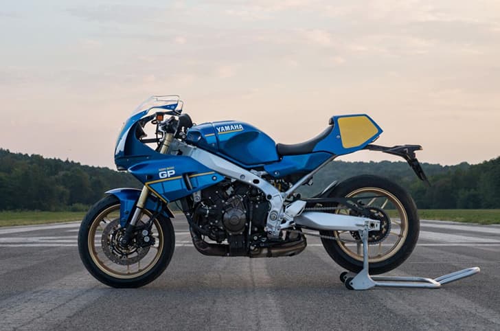 Outside shot of the XSR900 GP, showing its left profile.