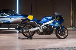 Inside shot of the XSR900 GP Legend Blue showing the right profile.
