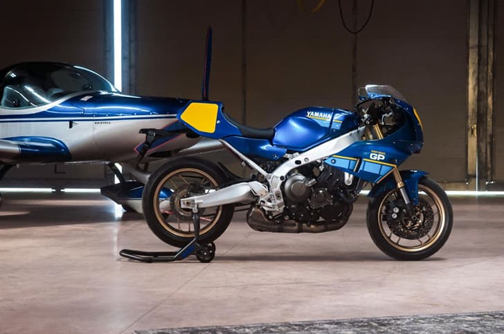 Inside shot of the XSR900 GP Legend Blue showing the right profile.