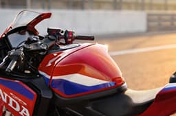 A closeup outdoor shot of the Honda CBR500R Four's fuel tank