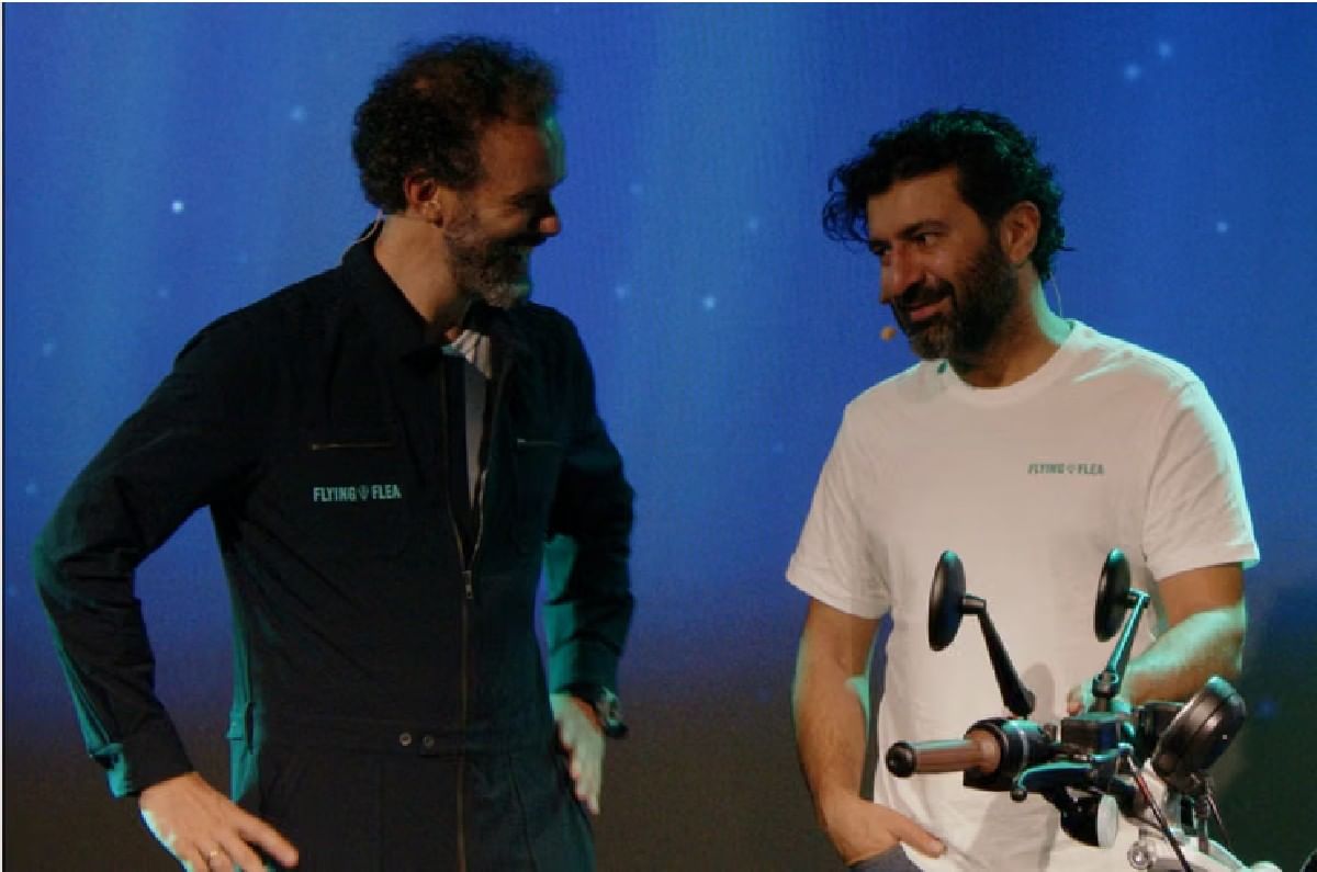 Mario Alvisi and Siddhartha Lal at Flying Flea debut EICMA 2024