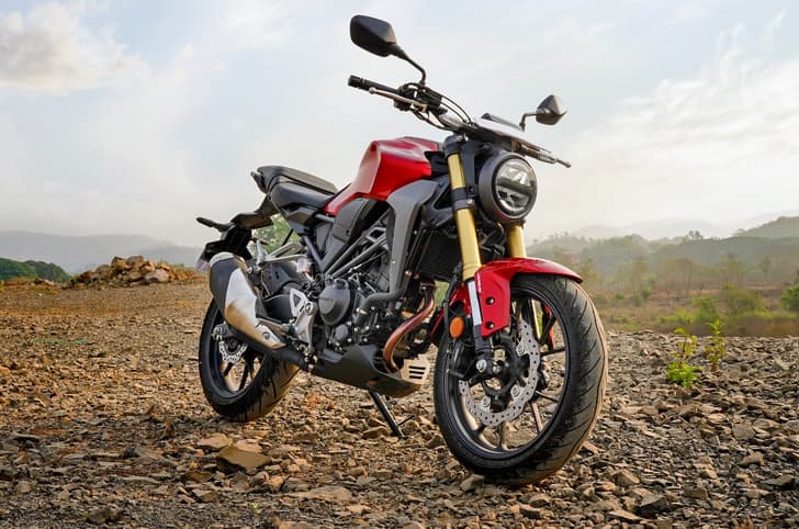 Honda CB300R front right side static in field