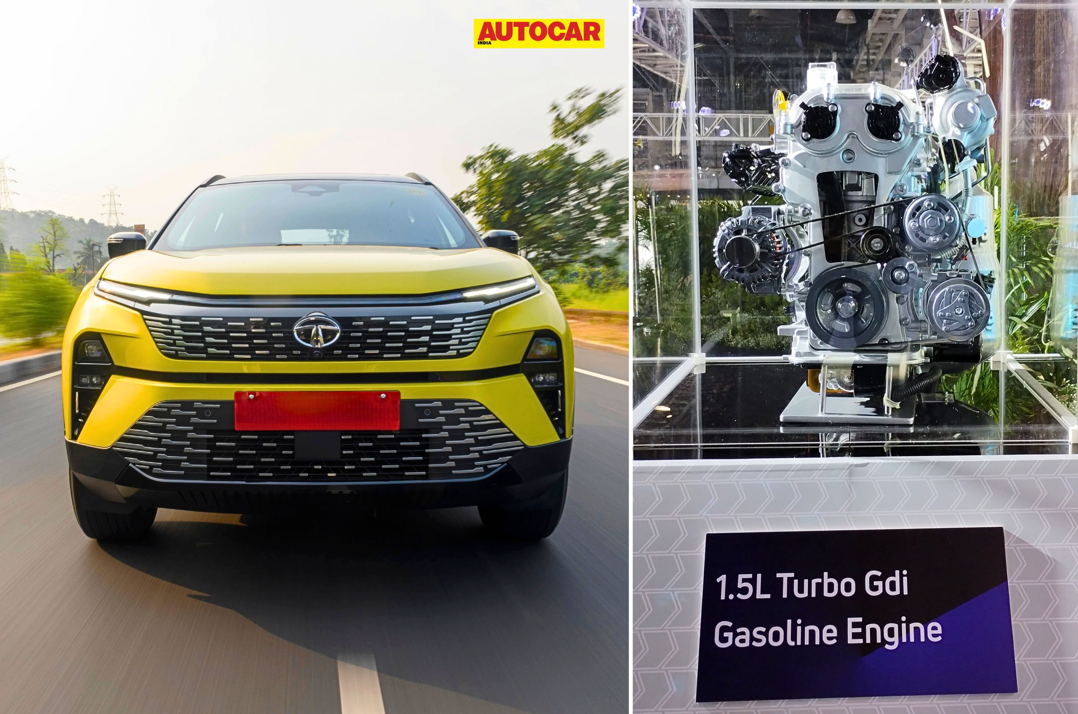 Tata Safari with 1.5 turbo petrol engine collage
