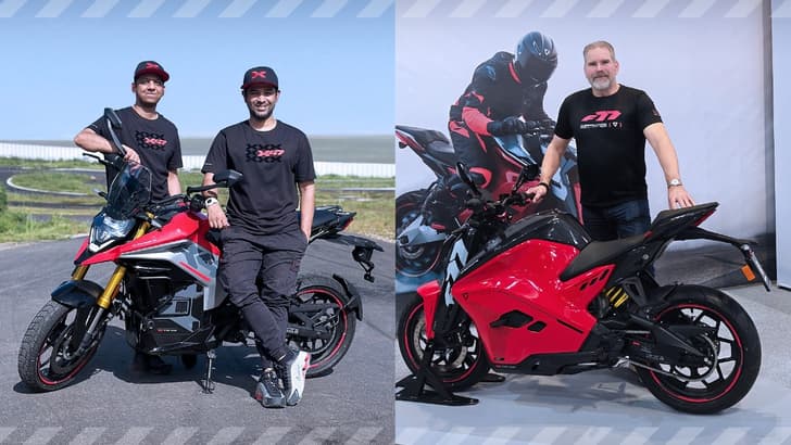 Narayan Subramaniam, CEO and Co-founder of Ultraviolette, standing with the bike