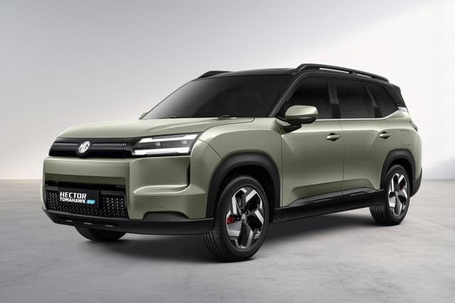 MG Hector Tomahawk EV Khaki Green plus Mono Black Color Image