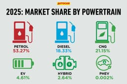 Only petrol car sales decline in 2025; CNG, EV, diesel and hybrid see growth