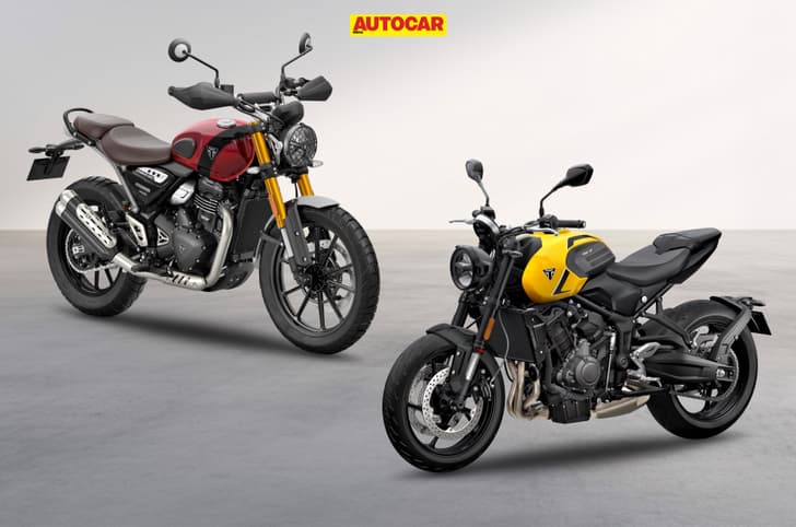 Triumph Scrambler XC and Trident 660 side by side