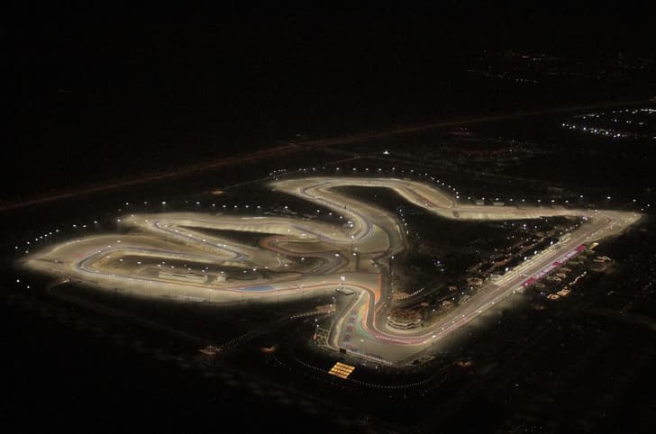 Doha circuit in Qatar overhead helicopter shot at night