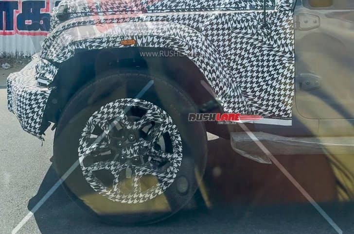 Updated Mahindra Thar 3-door alloy wheel spy shot