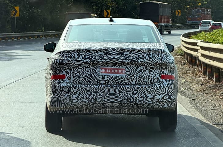 Volkswagen Virtus facelift test mule rear tracking Volkswagen Virtus facelift test mule rear tracking