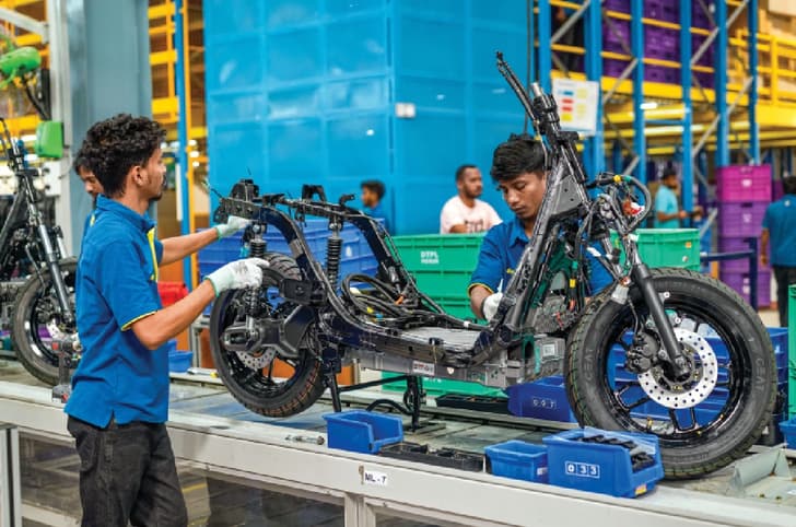 River Indie being assembled on an assembly line