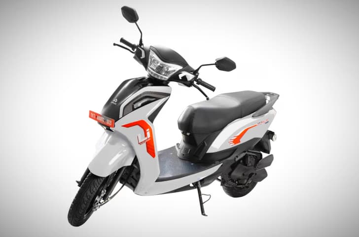 Ampere scooter white background studio image