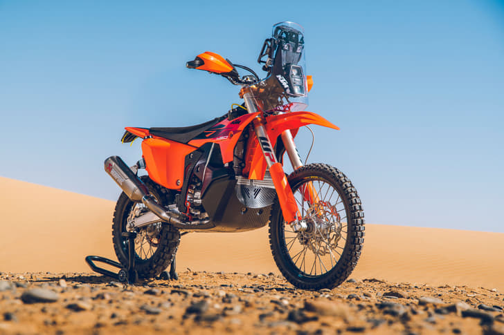 KTM 450 Rally Replica static in the desert