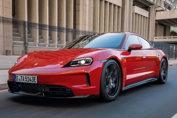 2027 Porsche Taycan front quarter tracking 2027 Porsche Taycan front quarter tracking