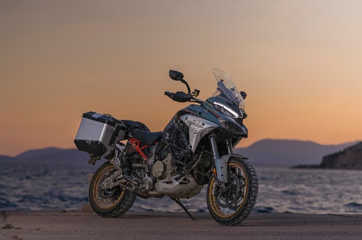 2026 Ducati Multistrada V4 Rally static at sunset