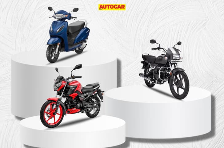 Podium with Activa, Splendor, and Raider