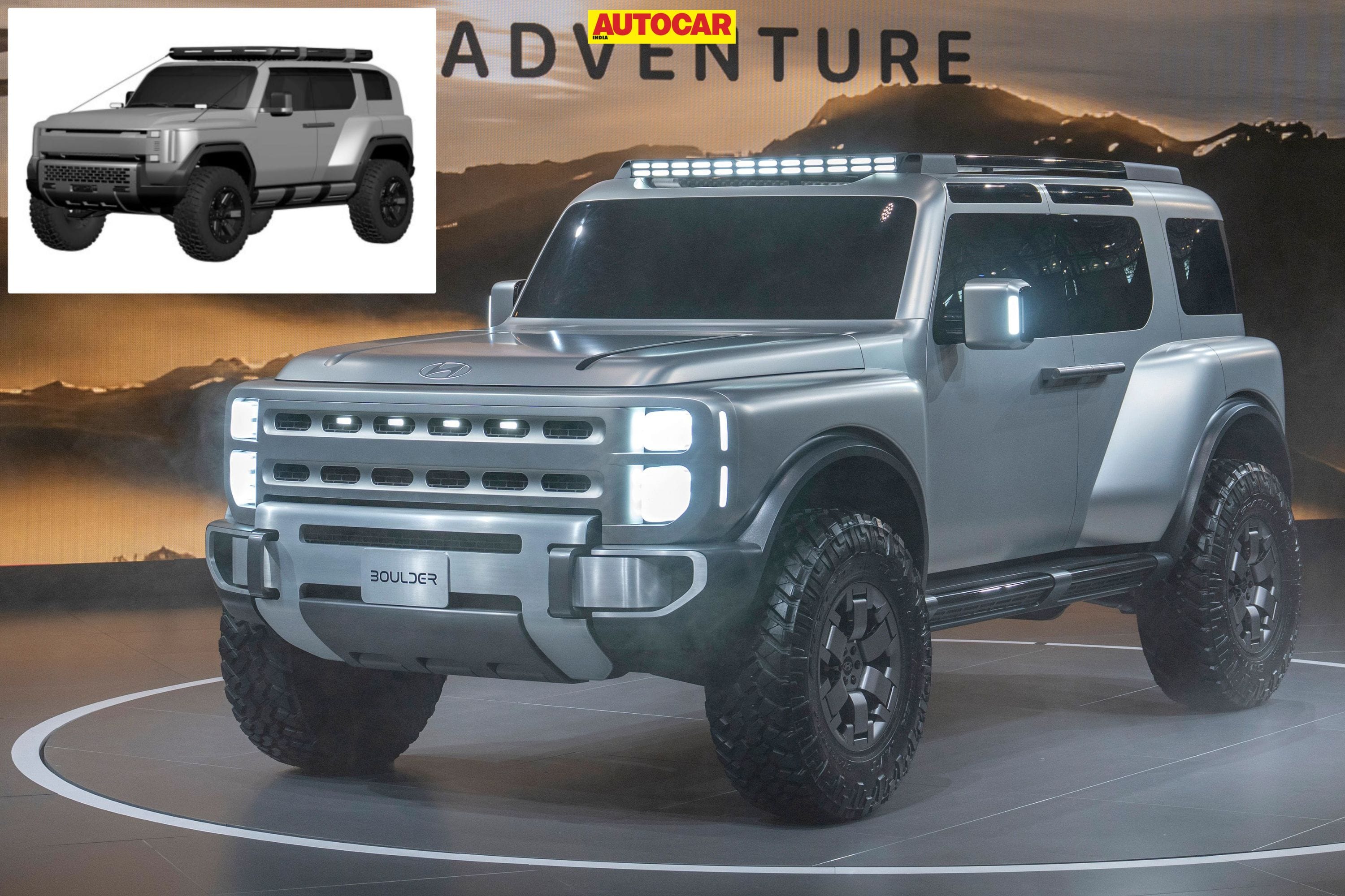 Production-spec Hyundai Boulder off-roader design India patent