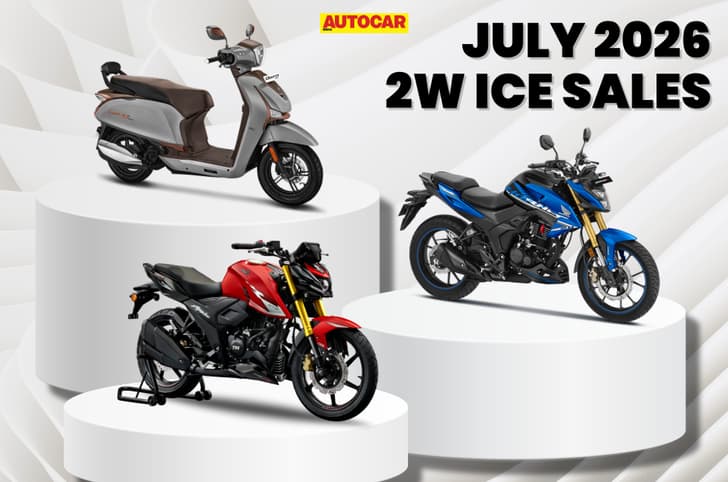 uly 2026 ICE two-wheeler sales graphic featuring the Hero Destini, Honda Hornet 2.0, and TVS Apache RTR 200 4V