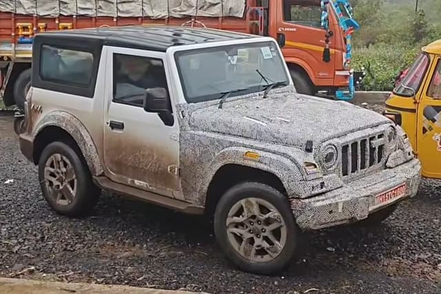 Mahindra Thar 3-door facelift spied with new fascia