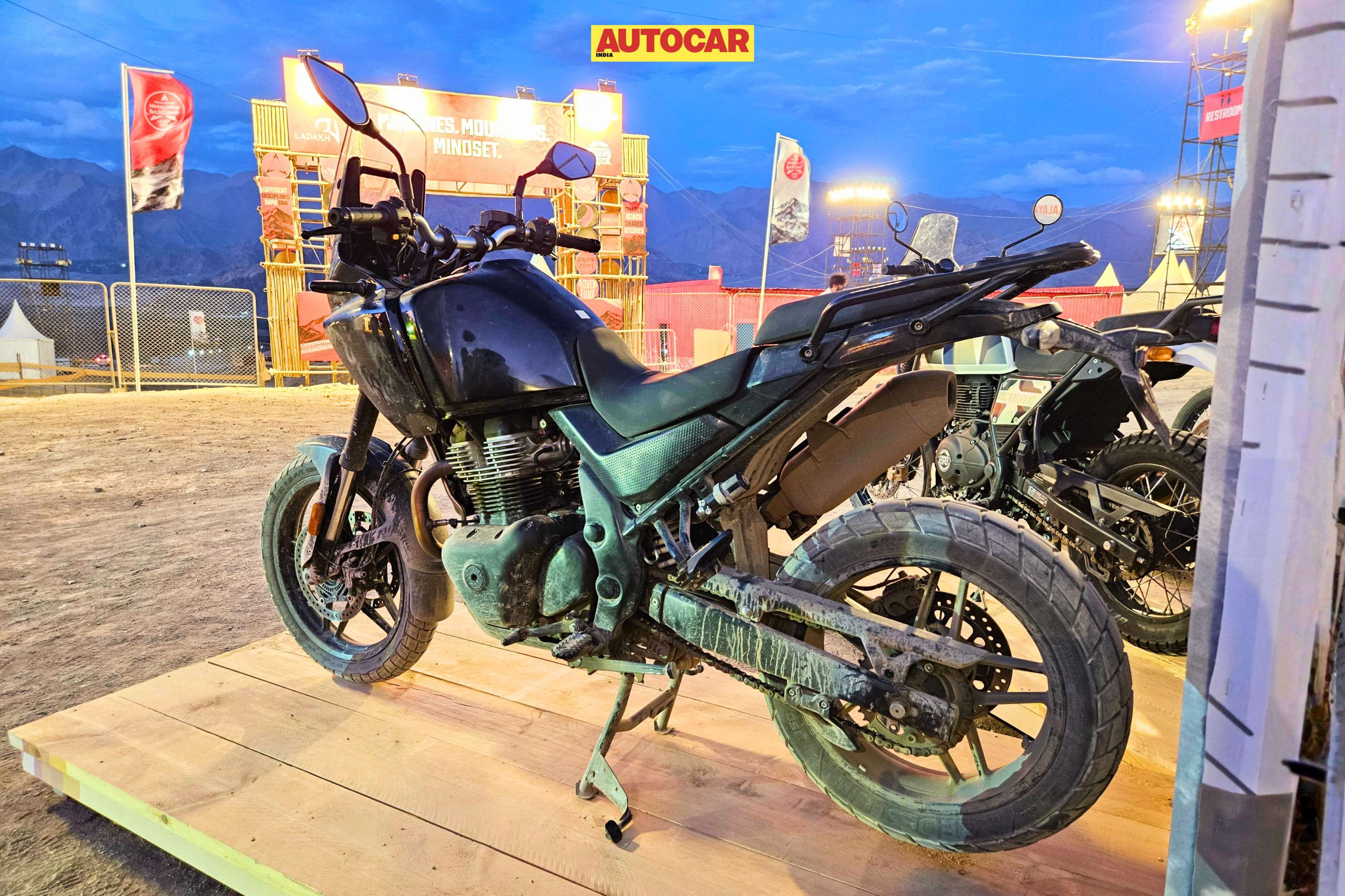 An outside image showing the rear three quarters of the Himalayan 750