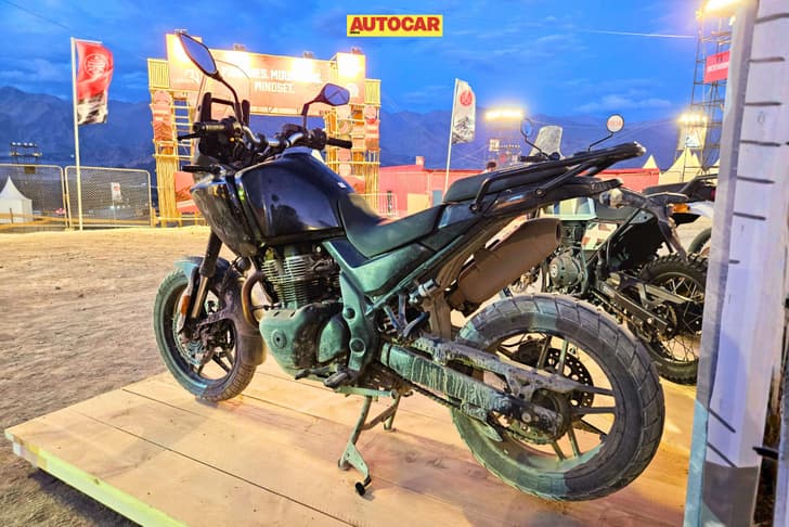 An outside image showing the rear three quarters of the Himalayan 750