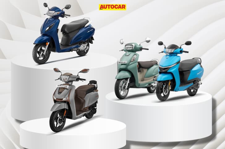 Render showing the Honda Activa at the top, followed by TVS Jupiter, Suzuki Access, and Hero Destini 125.