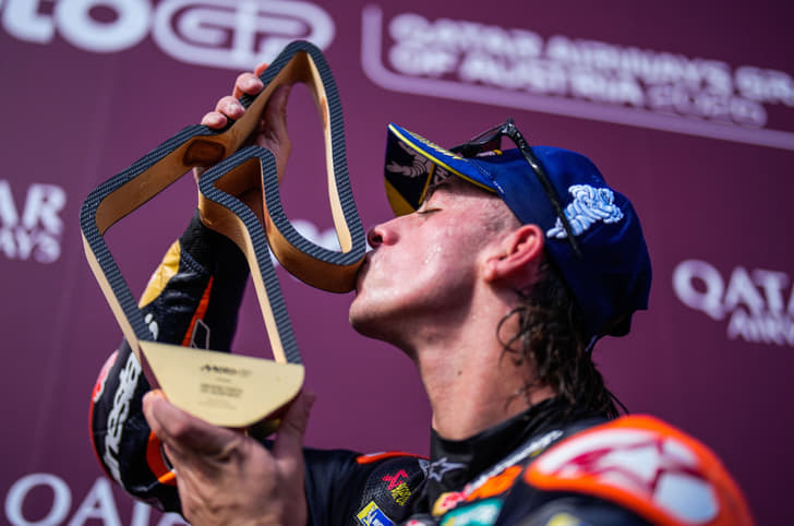 Pedro Acosta celebrating Austrian GP victory