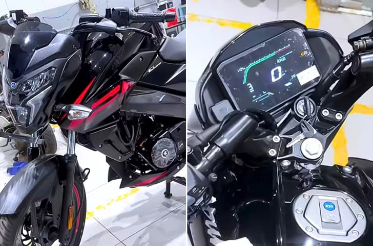 Image showing the Pulsar NS125's new LCD display and black/red colour.