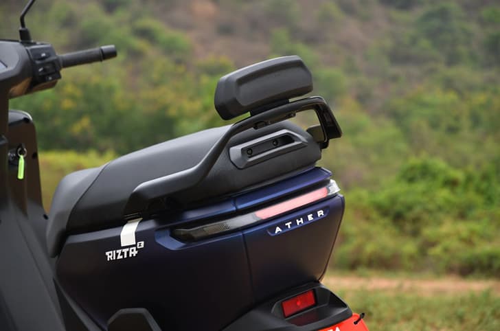Outside image showing the Ather Rizta's rear profile.
