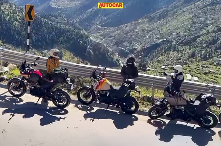 Outside image showing three new colours for the Royal Enfield Himalayan 750.
