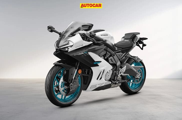 CFMoto 675SR-R's front left quarter.