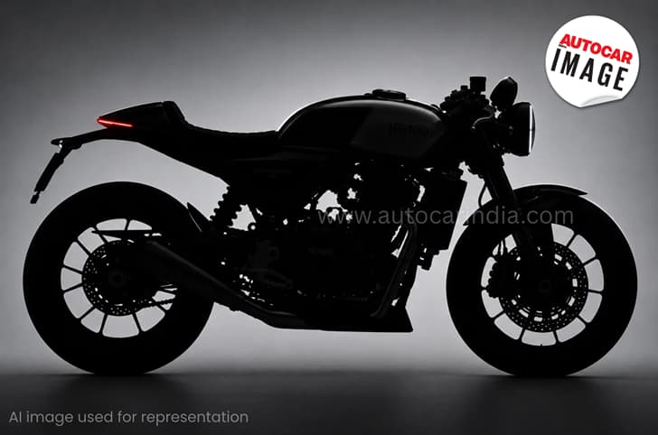 A silhouette of the soon-to-debut single-cylinder Norton.