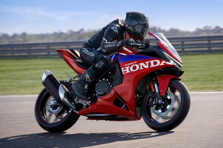 Honda CBR500R Four front right side riding shot on track