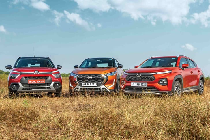 Citroen C3 vs Nissan Magnite vs Toyota Taisor comparison
