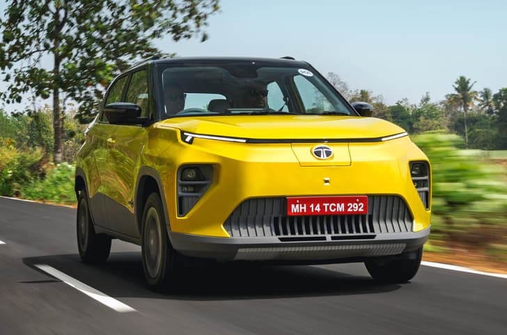 tata punch ev 2026 front three quarter tracking