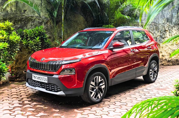 Skoda Kylaq in red colour